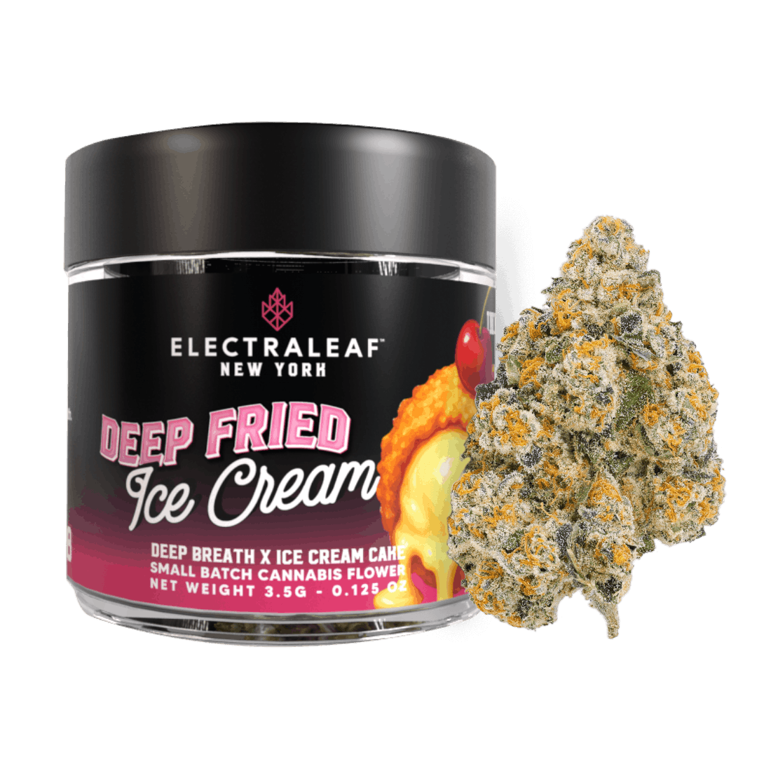 Photograph of product: Electraleaf | Flower | Jar | Deep Fried Ice Cream | | 3.5g | Oui'd | 22% TH-oui