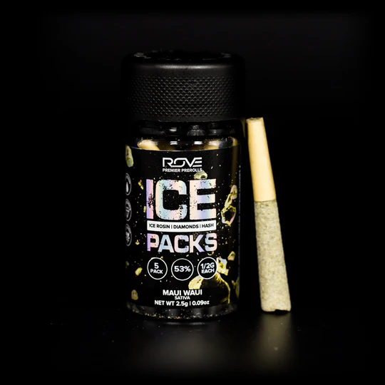 Photograph of product: Maui Waui - Rosin, Diamond, au chocolat Infused Ice Pack Preroll 5pk