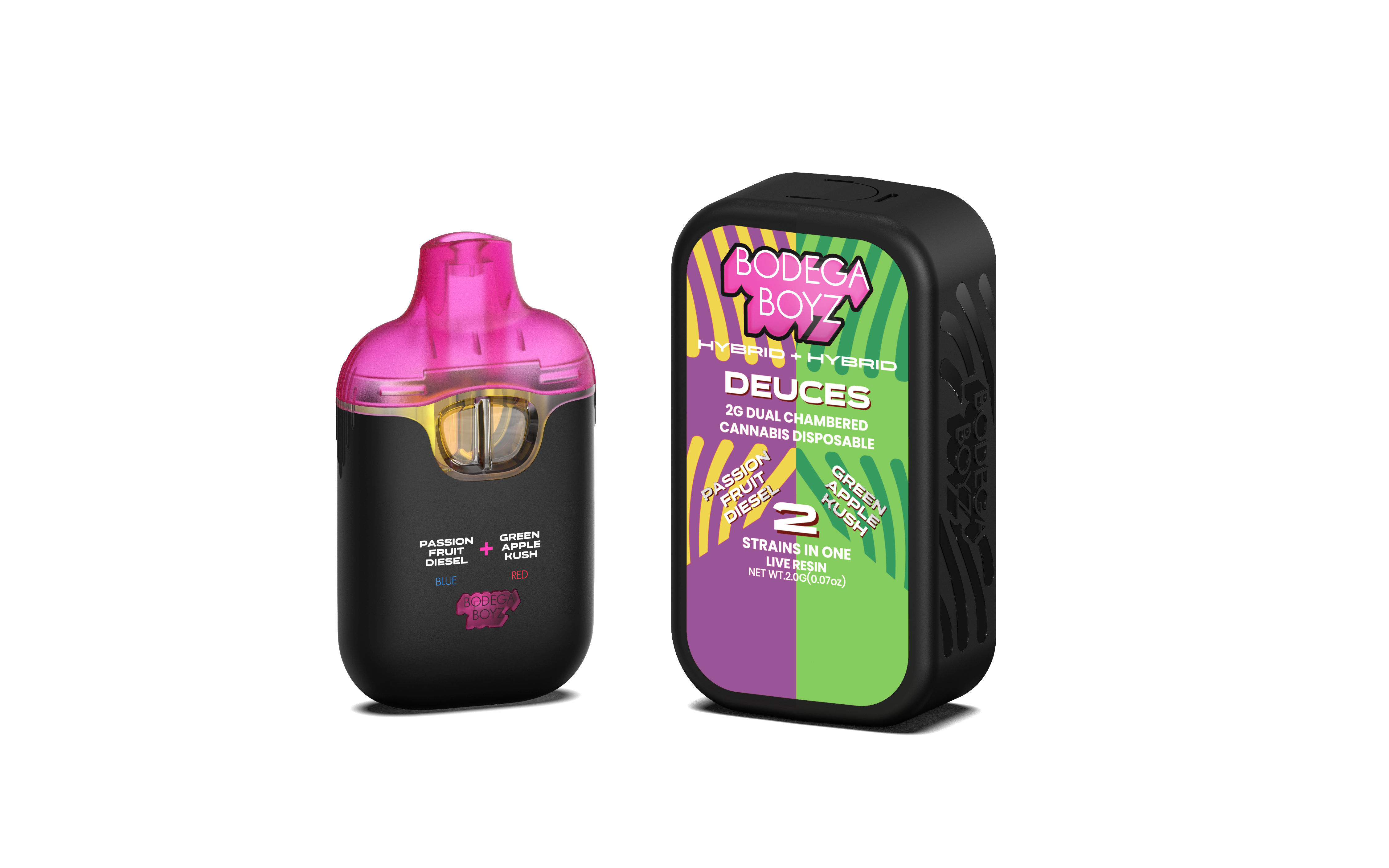 Photograph of product: Bodega Boyz | Live Resin Deuces Vape Passion Fruit Diesel X Green Apple Kush