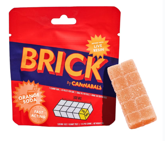 Photograph of product: Cannabals | Brick Gummies 100mg | Orange Soda