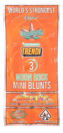 Photograph of product: PRESIDENTIAL | ORANGE PUSH POP | MOON ROCK INFUSED MINI BLUNT | 3PK | 2.1G