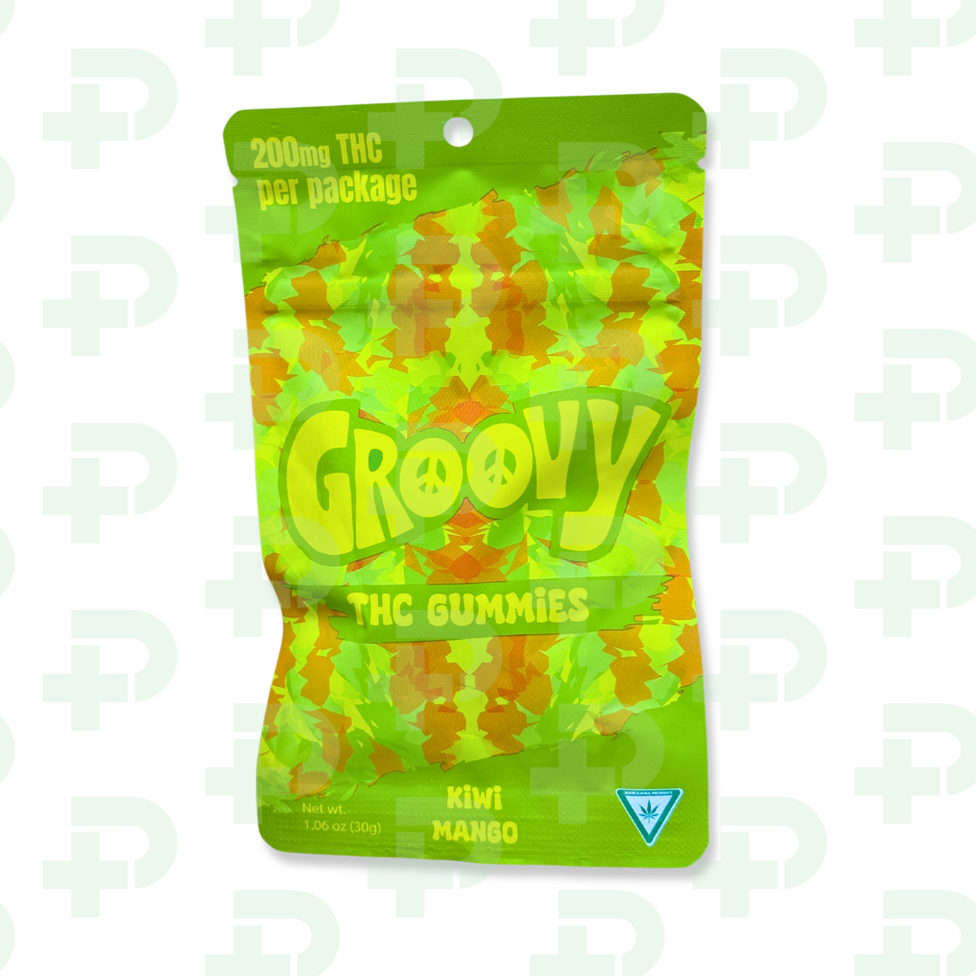Photograph of product: Groovy 200mg Gummies - Kiwi Mango