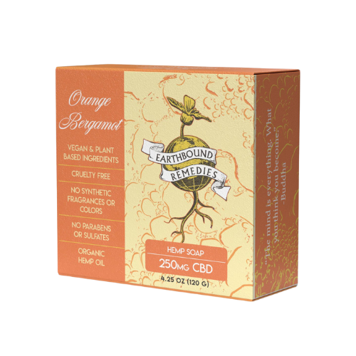 Photograph of product: Orange Bergamot 250mg CBD Soap By Earthbound Remedies