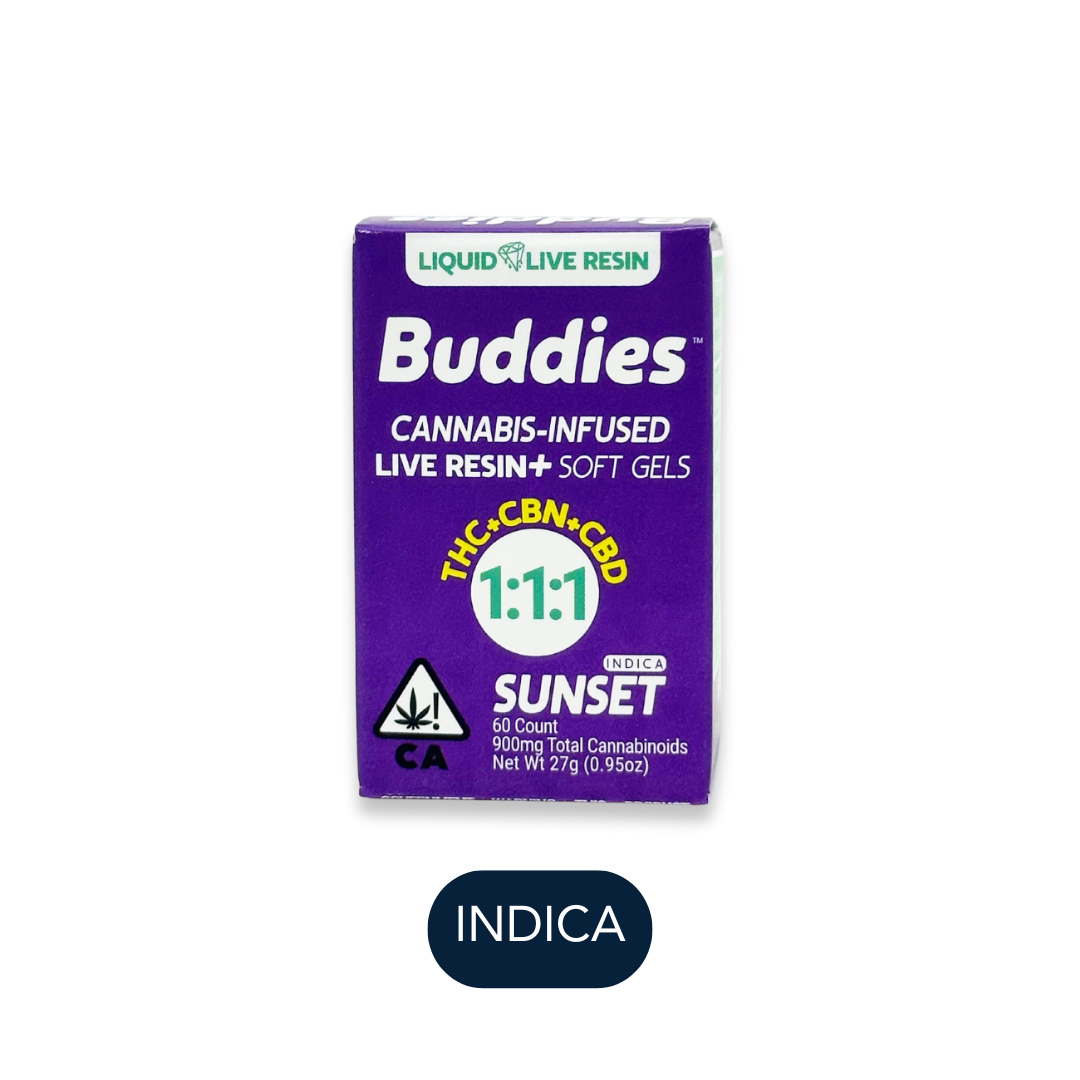 Photograph of product: Buddies - Sunset - 1:1:1 - 60ct - Capsules - 900mg