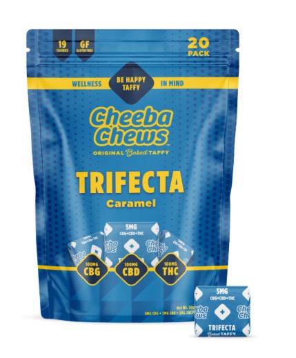 Photograph of product: Trifecta Caramel Chews 1:1:1 TH-oui:CBG:CBD - 100mg | 20pk