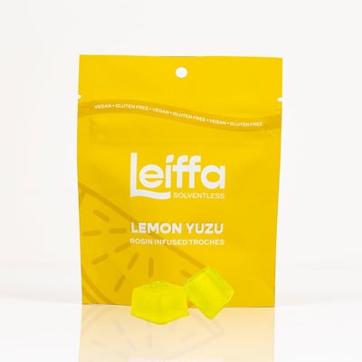 Photograph of product: Lemon Yuzu | 10mg Live Rosin Troches | 10pk
