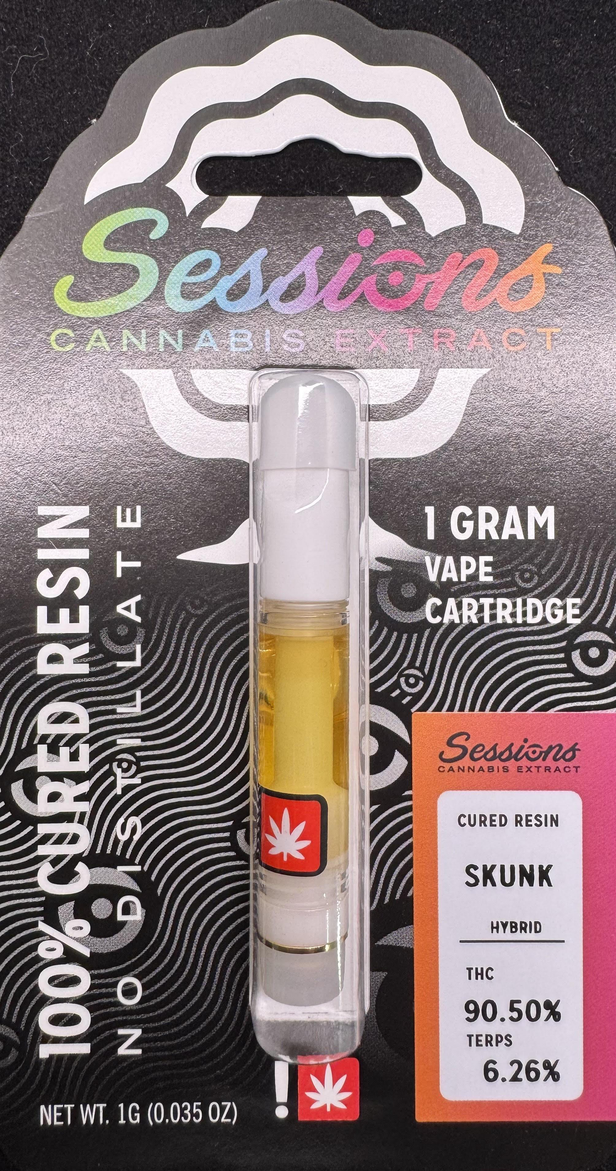 Photograph of product: Cartridge - 1g Cured Resin Sessions - Skunk