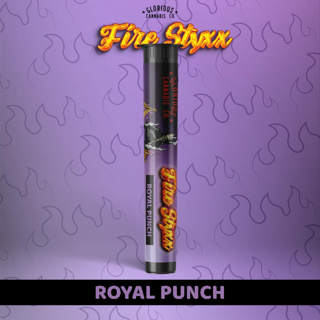 Photograph of product: Glorious TH-ouiA Infused Fire Styxx Pre-Roll | Royal Punch