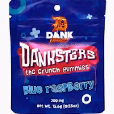 Photograph of product: Dank Danksters 200MG Gummies Blue Razz