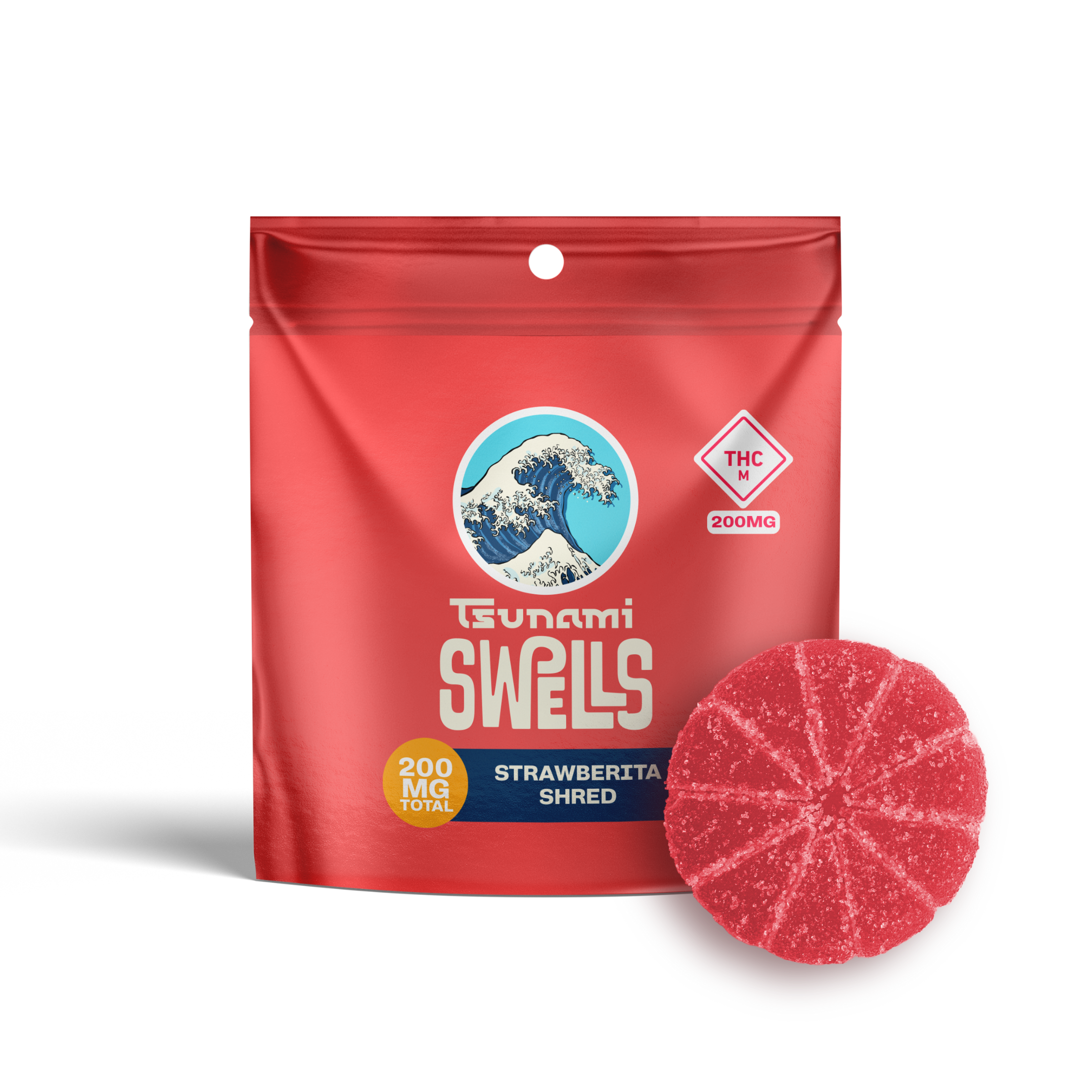 Photograph of product: Strawberry Surge | 200mg | Single Gummy | Tsunami Swells