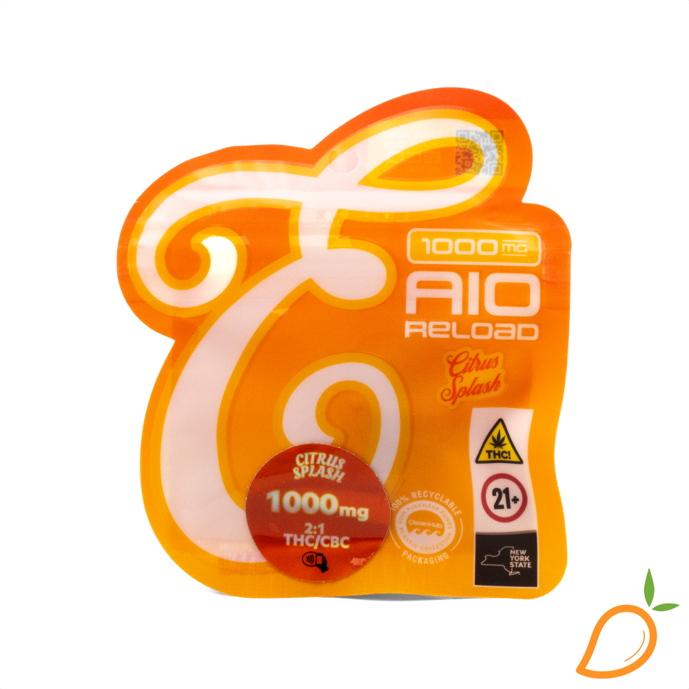Photograph of product: 1g 2:1 TH-oui/CBC Citrus Splash Fusion Vape Reload Eureka