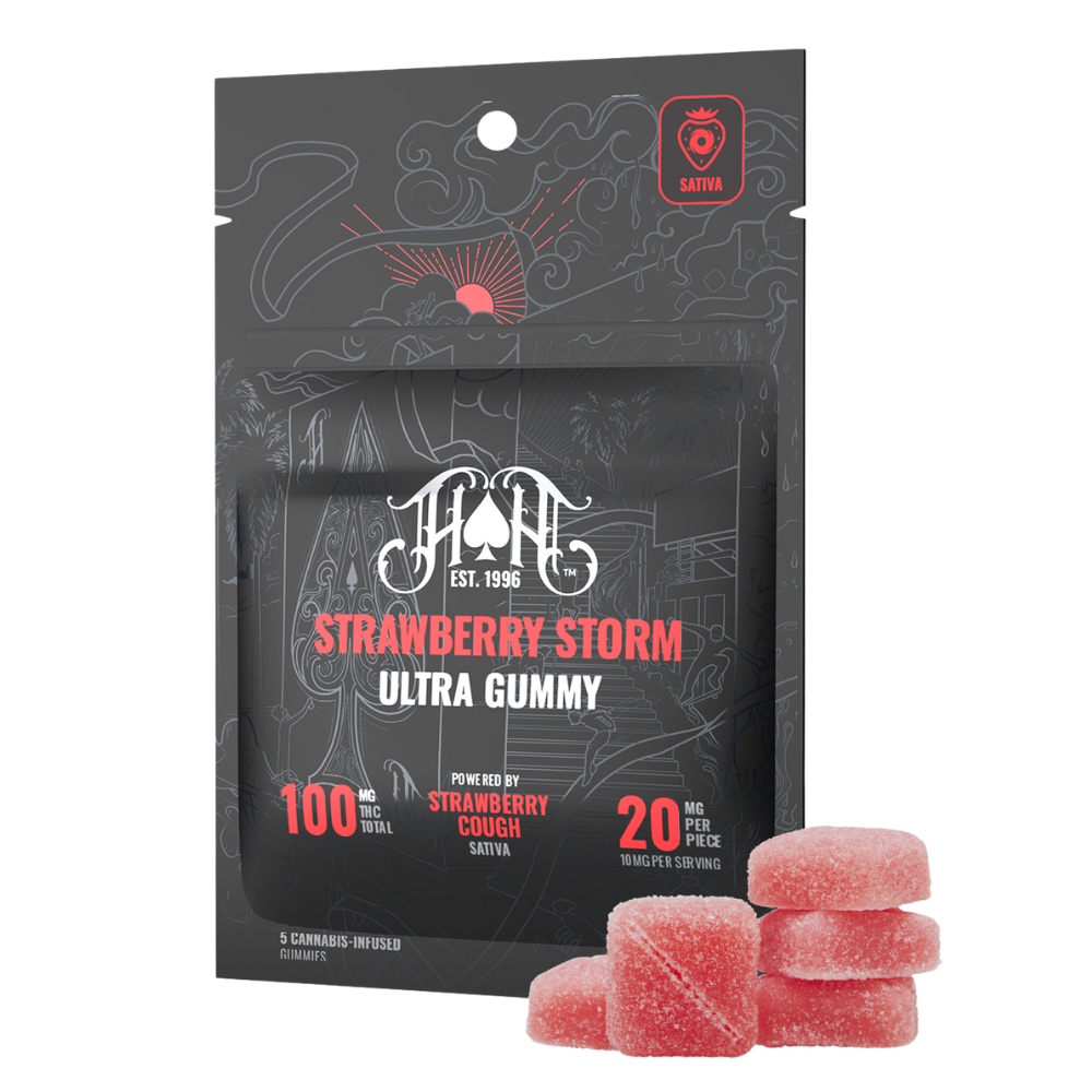 Photograph of product: Heavy Hitters | Strawberry Storm | Gummies | 5pk | 100mg