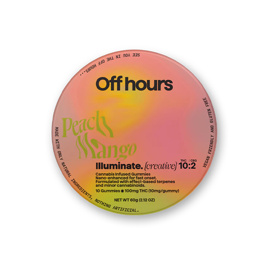 Photograph of product: Off Hours | Illuminate (Peach Mango) | Gummies 10 Pack | 100mg