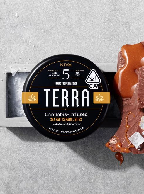 Photograph of product: CL Kiva Terra Bites - Milk Chocolate Sea Salt Caramel 100mg
