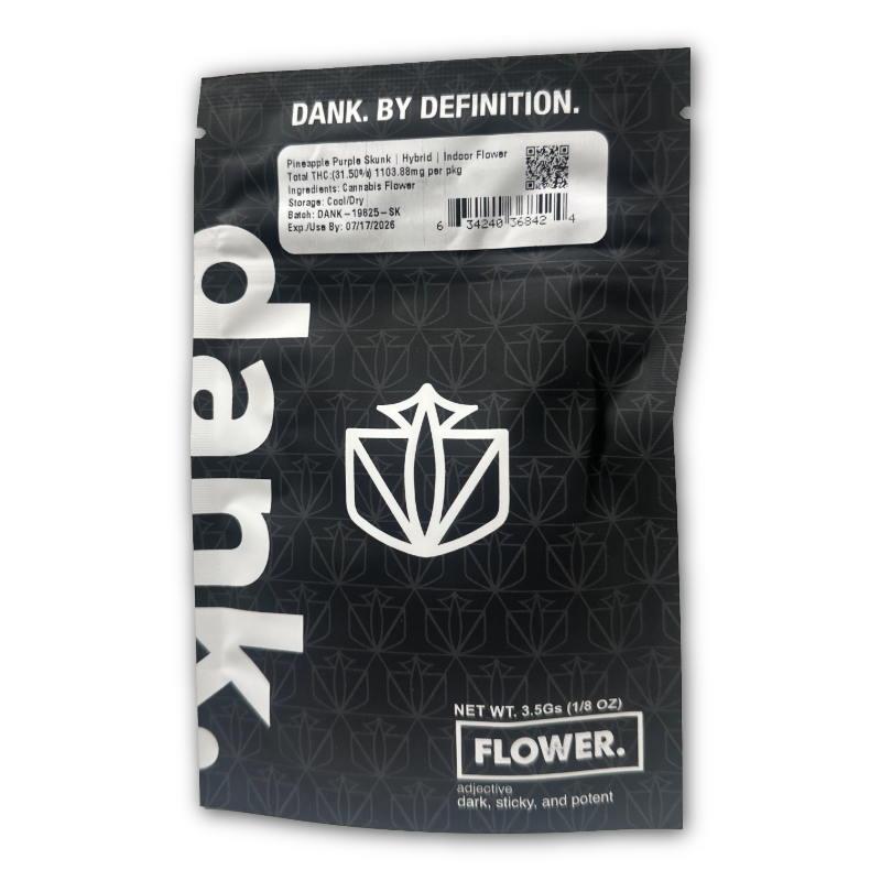 Photograph of product: Dank | Pineapple Purple Skunk | Whole Flower - 3.5g