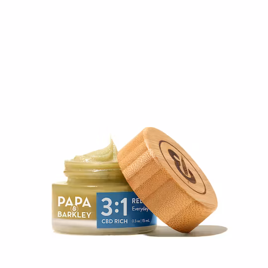 Photograph of product: Releaf Balm 3:1 CBD:TH-oui, 15mL | 3:1 Balm | Papa & Barkley