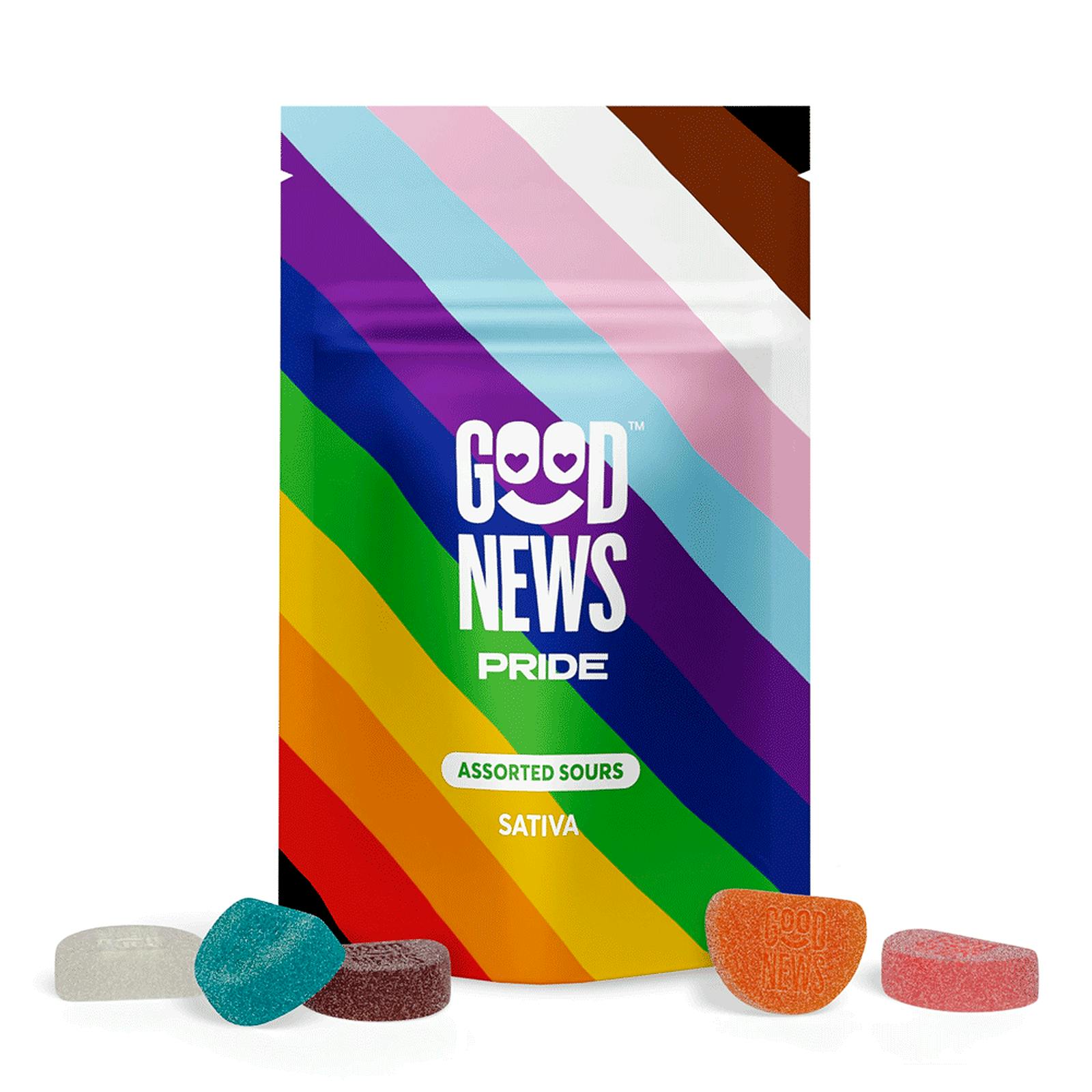 Photograph of product: Good News Pride Assorted Sours (H) Gummies 5mg 20pk