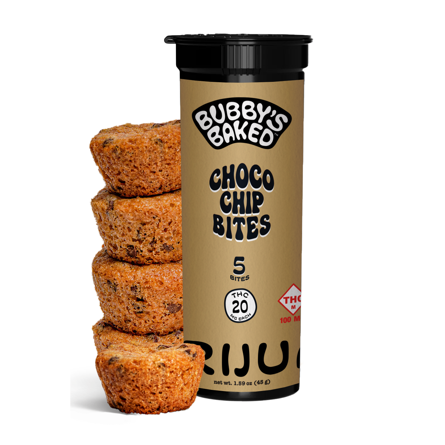 Photograph of product: Bubby's Baked | Choco Chip Bites | 100mg (5pk)