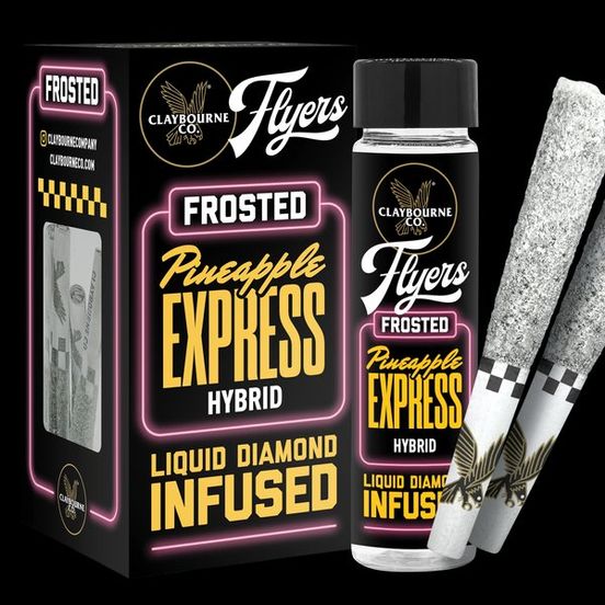 Photograph of product: [Claybourne Co.] Frosted Flyers 2 Pack Prerolls - 1g - Pineapple Express (H) - 