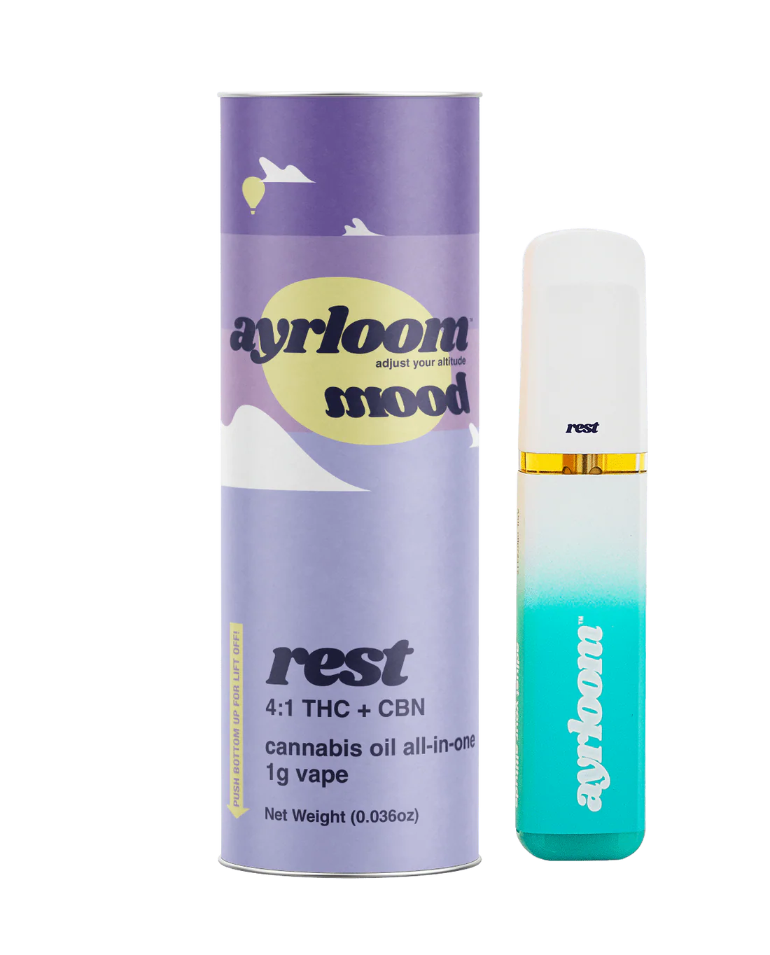 Photograph of product: Ayrloom | Rest 4:1 CBN | 1g AIO