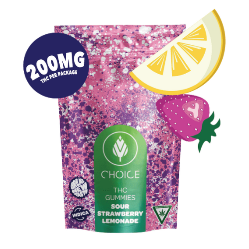 Photograph of product: Choice 200mg Gummies Super Sour Strawberry Lemonade