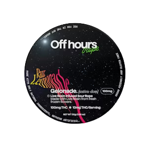 Photograph of product: Off Hours - Gelonade Razz Lemonade - Live Resin Sour Rope - Edible - 100mg