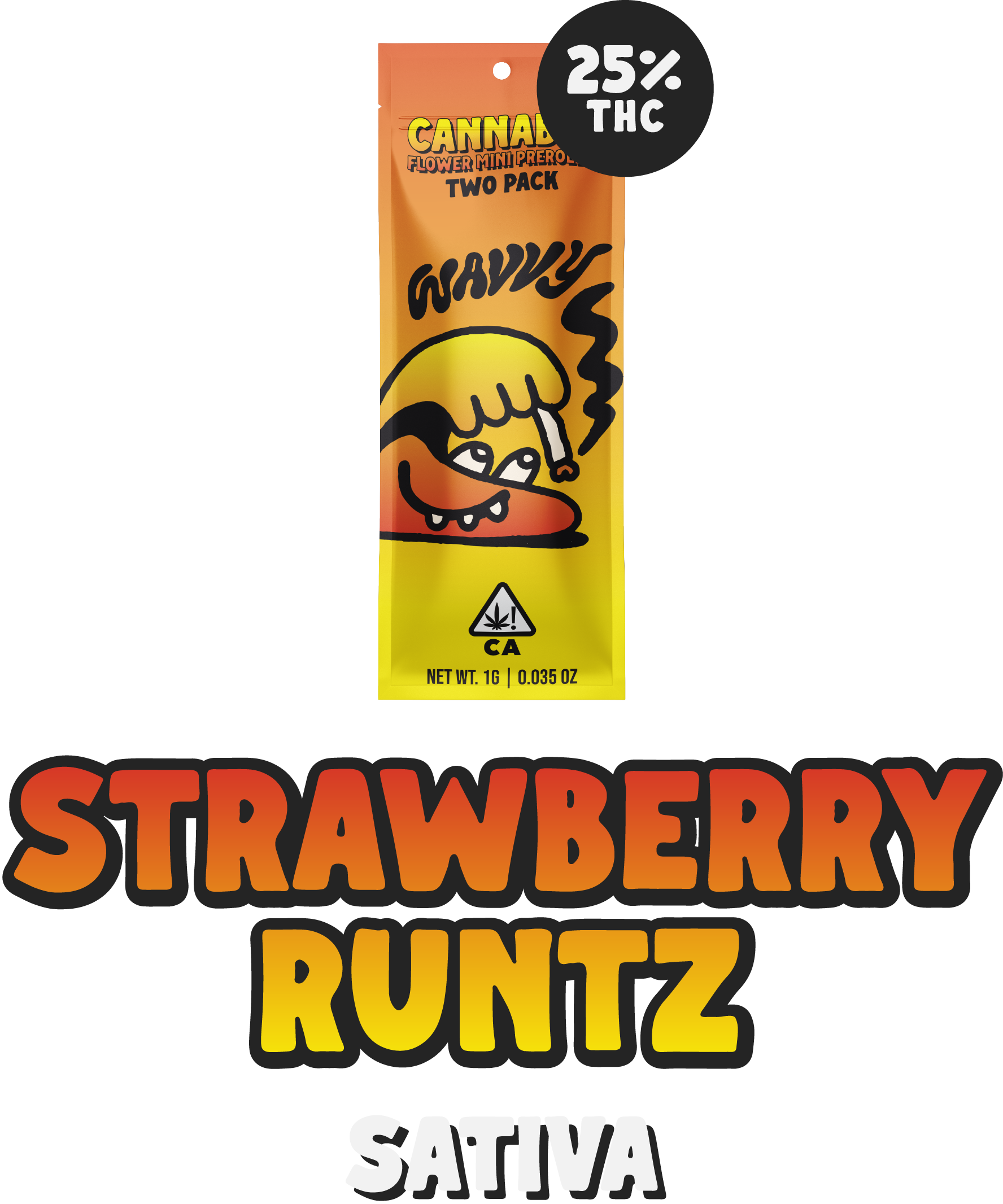 Photograph of product: Wavvy Mini Prerolls STRAWBERRY RUNTZ - 2 pack