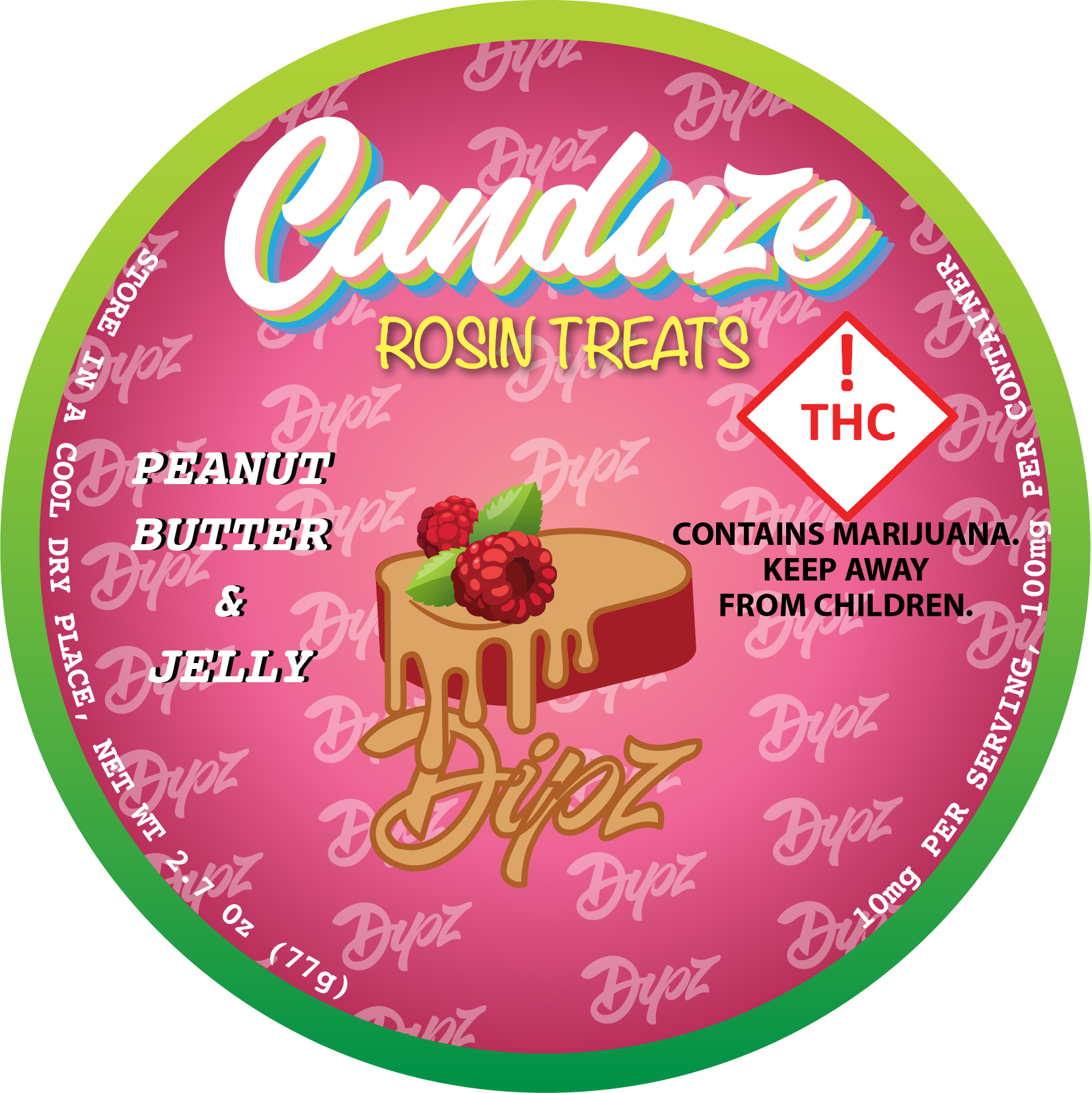 Photograph of Product: Candaze - Rosin Gummies - Peanut Butter & Raspberry Jelly - 100mg