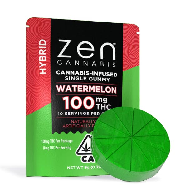 Photograph of product: Watermelon 100mg Hybrid Single Gummy Zen