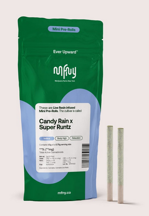 Photograph of product: Candy Rain x Super Runtz | 2 Pack Live Resin Pre rolls Oui'd | MFNY