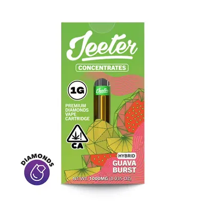 Photograph of product: Jeeter Guava Burst Hybrid Liquid Diamond Cartridge 1g