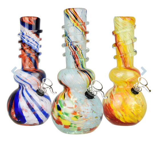Photograph of product: $30 Frenetic Frit Stripe Soft Glass Bong