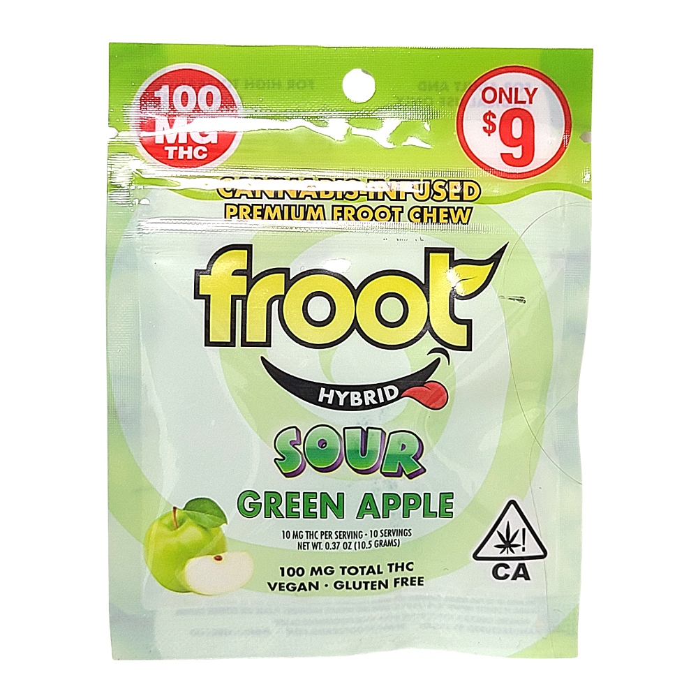 Photograph of product: Froot Gummy Single Cut-to-dose 100mg - Sour Apple (H)