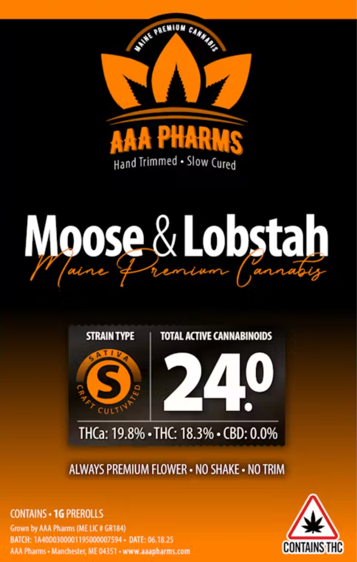 Photograph of product: AAA Pharms Moose and Lobstah Pre-Roll
