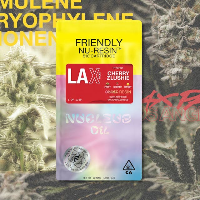 Photograph of product: Friendly x LAX Packs - Cherry Zlushie - Nucleus Cured Resin Cart - 1g - 