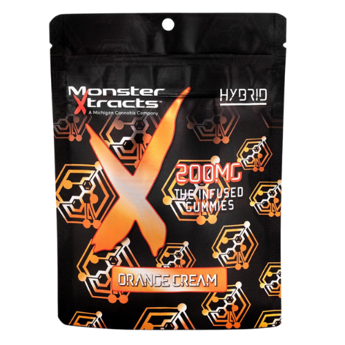 Photograph of product: Monster Xtracts Orange Cream Hybrid Gummies 200mg TH-oui