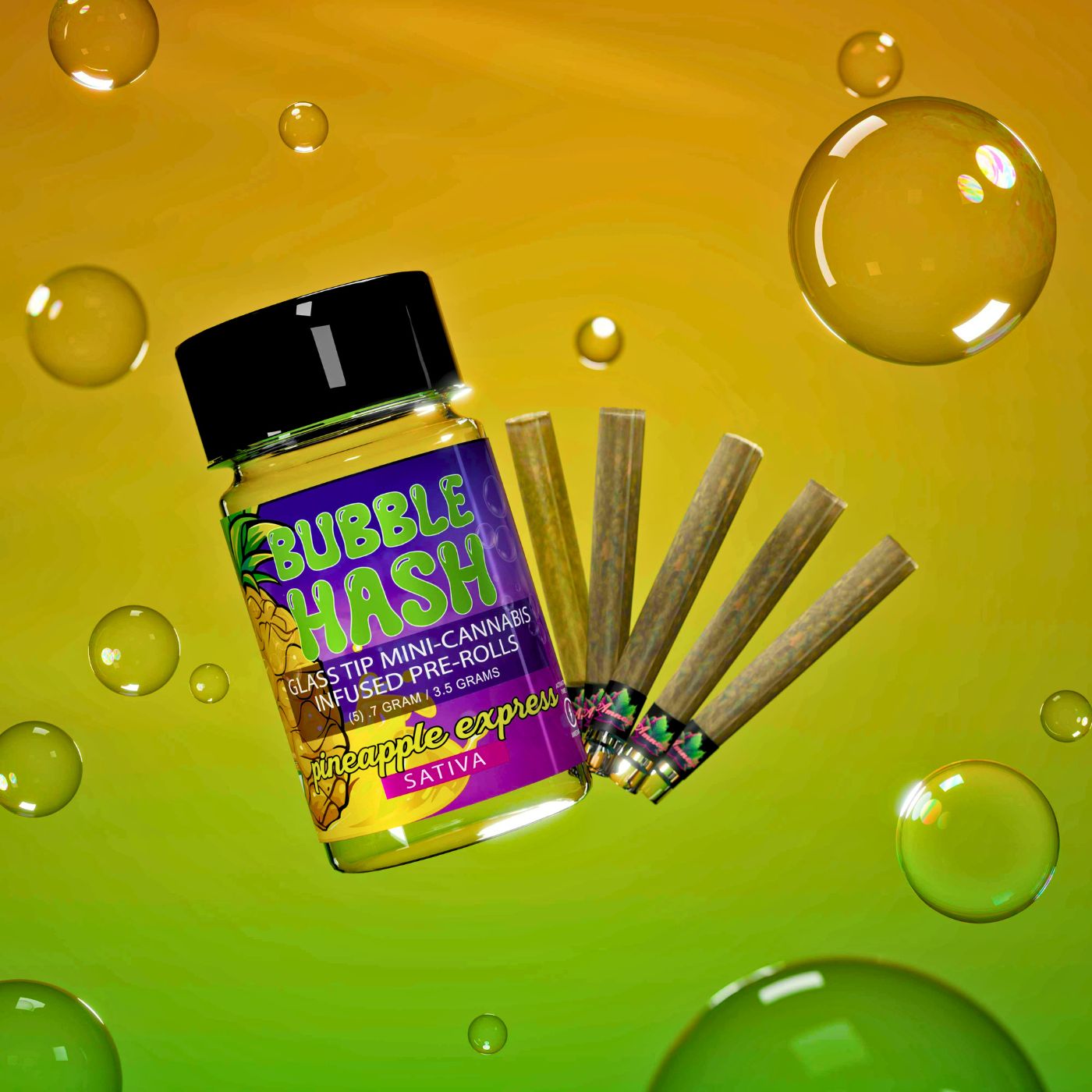 Photograph of product: Amnesia - Pineapple Express Bubble au chocolat Infused Glass Tip PR 5pk