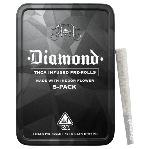 Photograph of product: HEAVY HITTERS DIAMOND INFUSED PREROLL - HARDCORE OG 2.5G (5CT) - 2.5 G - 5 PACK