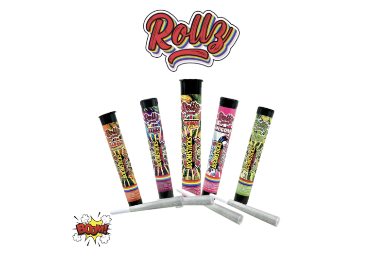 Photograph of product: Rollz Boomsticks 1g TH-ouiA Pre Roll | Sour Mango - Oui'd Dom