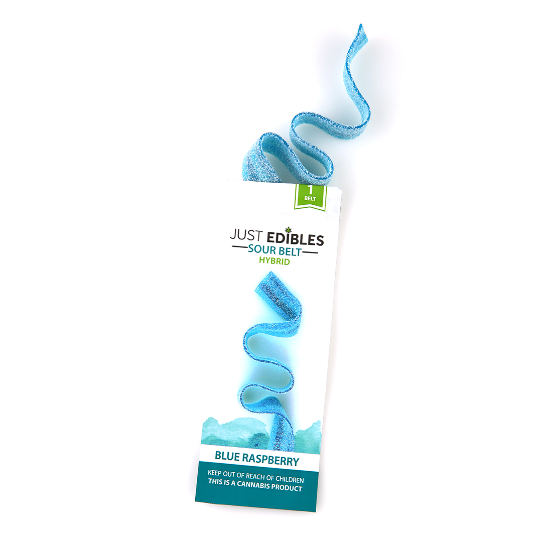 Photograph of product: Just Edibles | Blue Raspberry Sour Belt 100mg