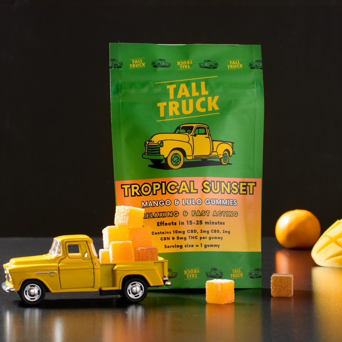 Photograph of product: Tall Truck | Tropical Sunset | Fast Asleep Gummies | 100mg TH-oui + 200mg CBD + 40mg CBN + 40mg CBG