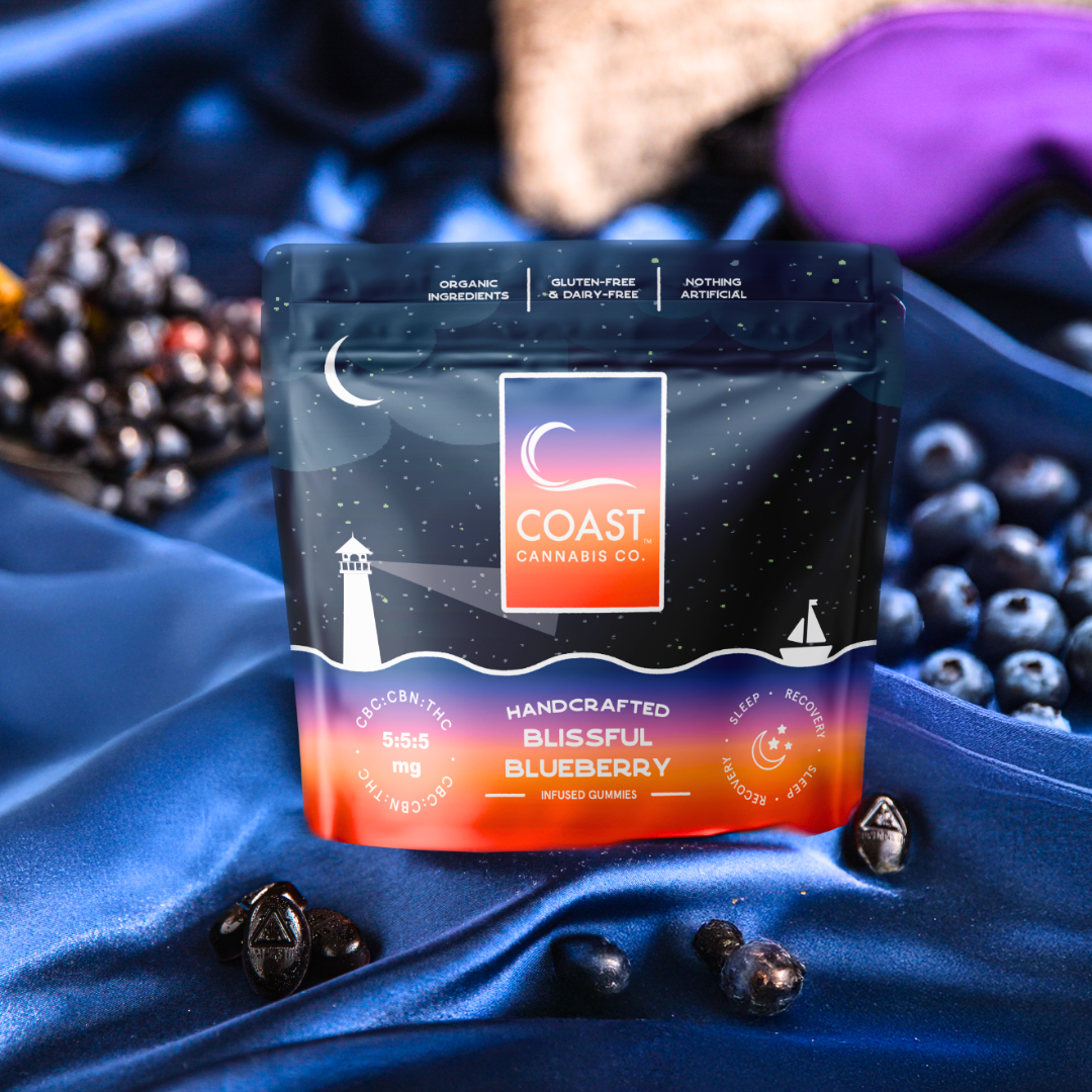 Photograph of product: Coast | Blissful Berry | Gummies | 5:5:5 mg (Sleep & Recovery)