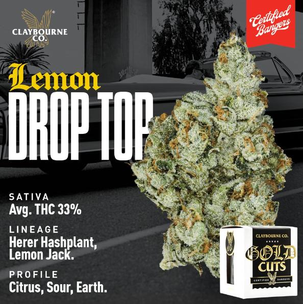 Photograph of product: Claybourne Co Gold Cuts Lemon Drop Top Oui'd Flower 3.5g