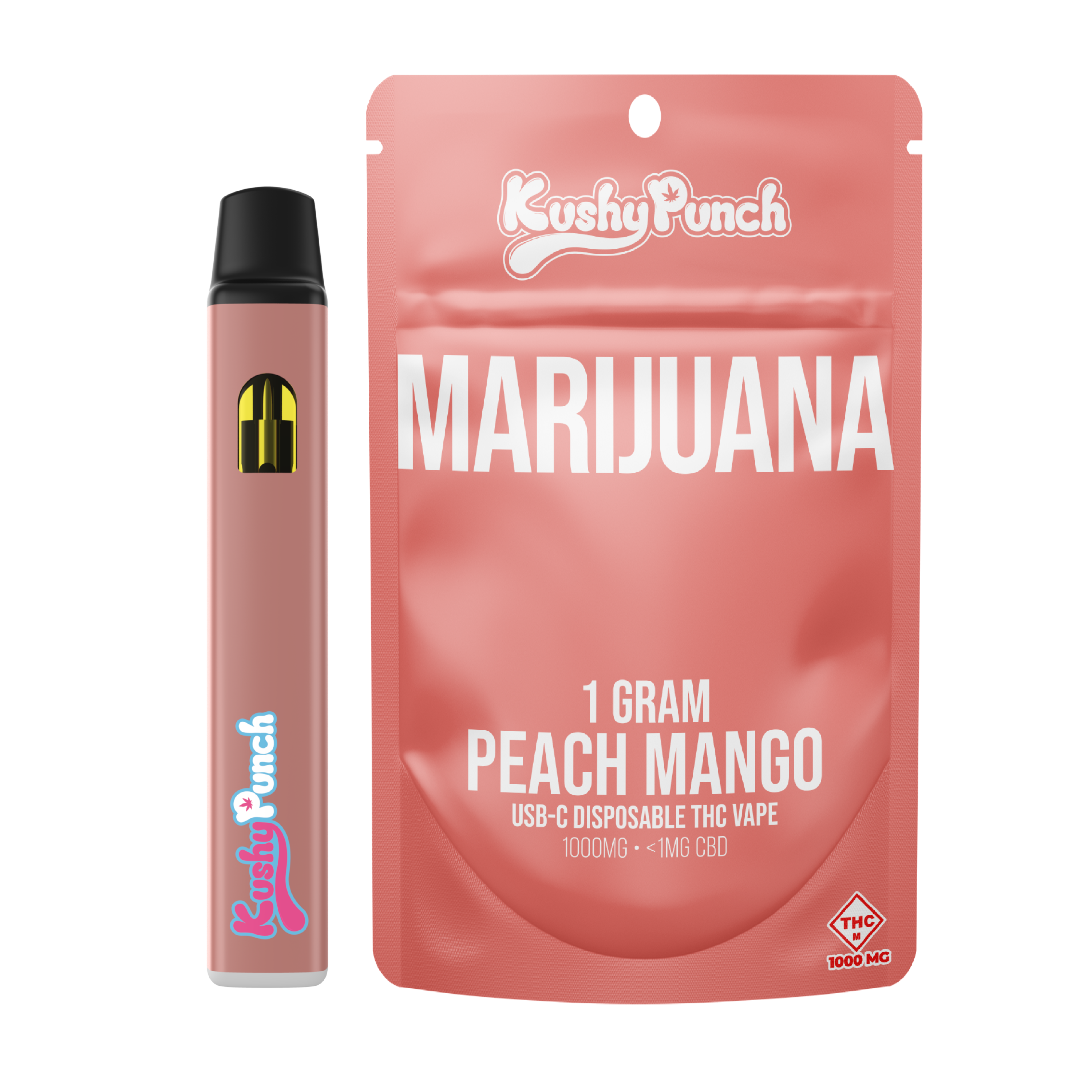 Photograph of product: Peach Mango | 1g | Disp. Vape | Kushy Punch