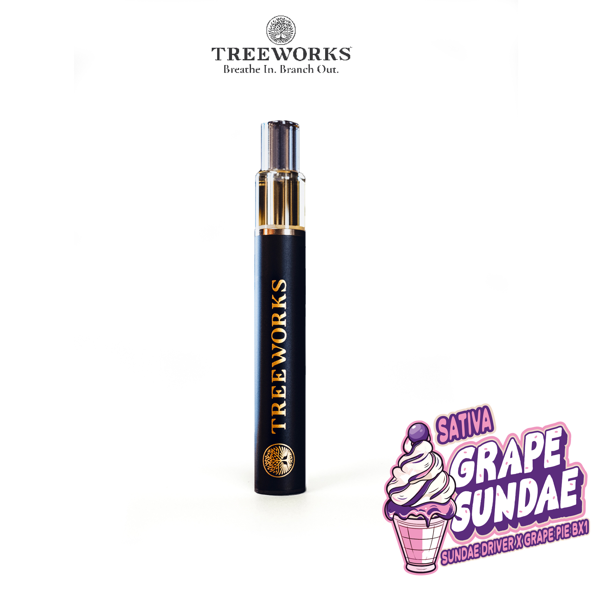 Photograph of Product: Grape Sundae - 0.5g Live Rosin Disposable - Treeworks