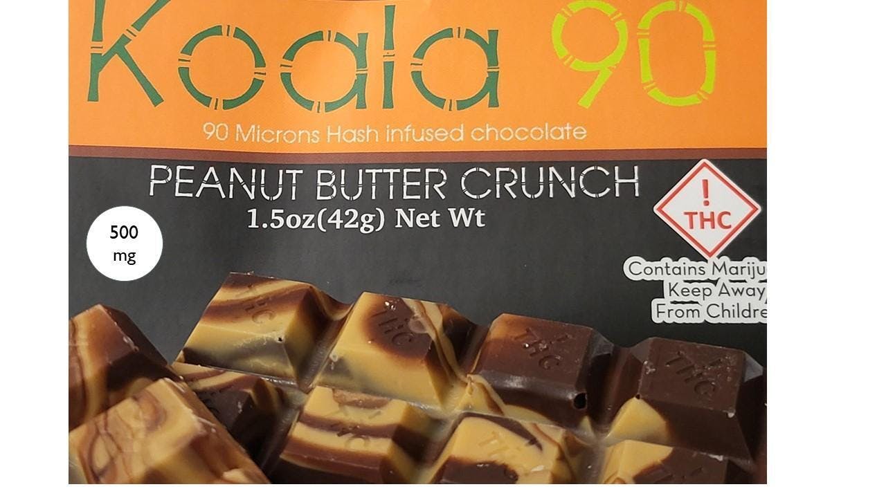 Photograph of product: KOALA - 500mg PEANUT BUTTER CRUNCH - INFUSED CHOCOLATE BAR