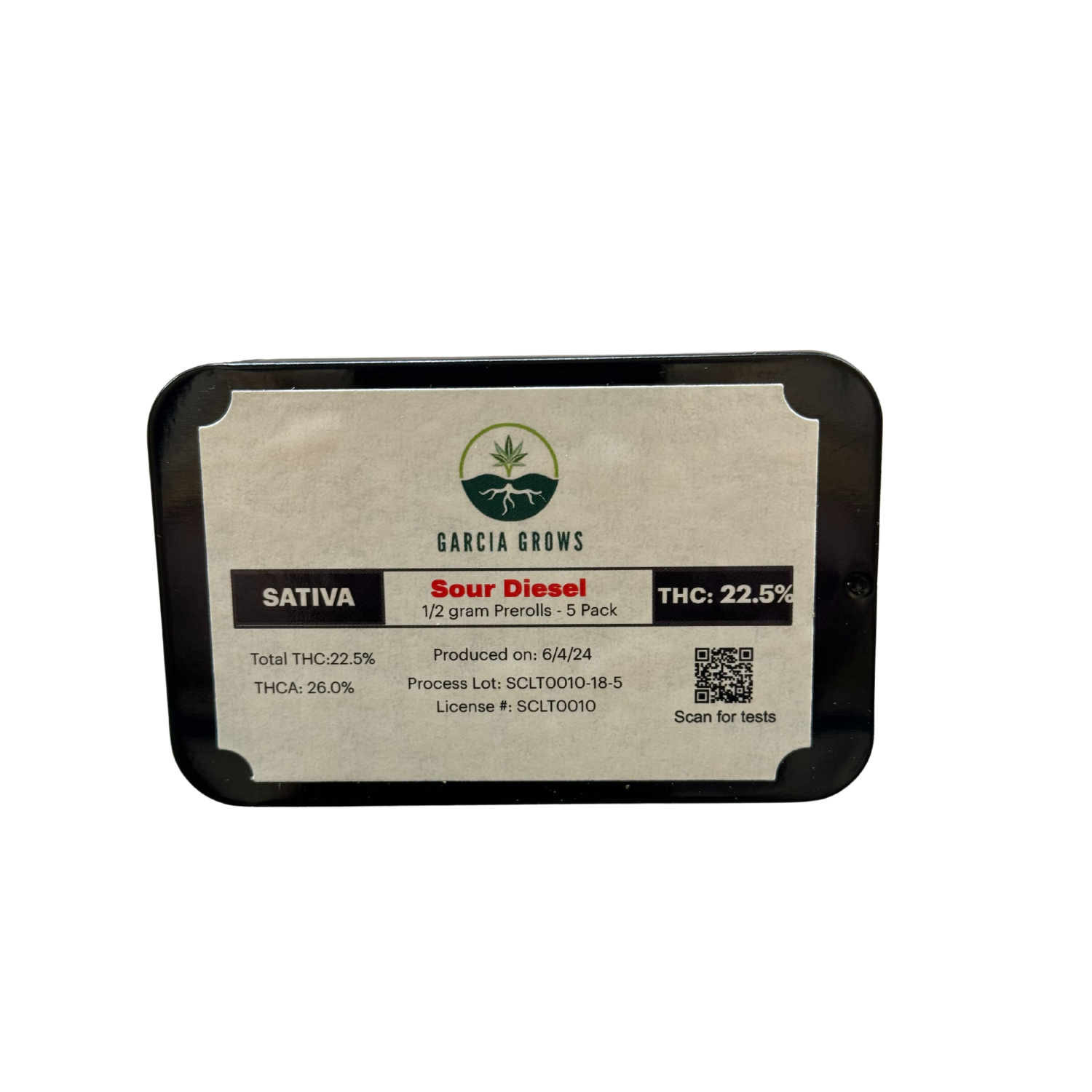 Photograph of Product: Sour Diesel | Pre-rolls 1/2g-5pk | Garcia Grows