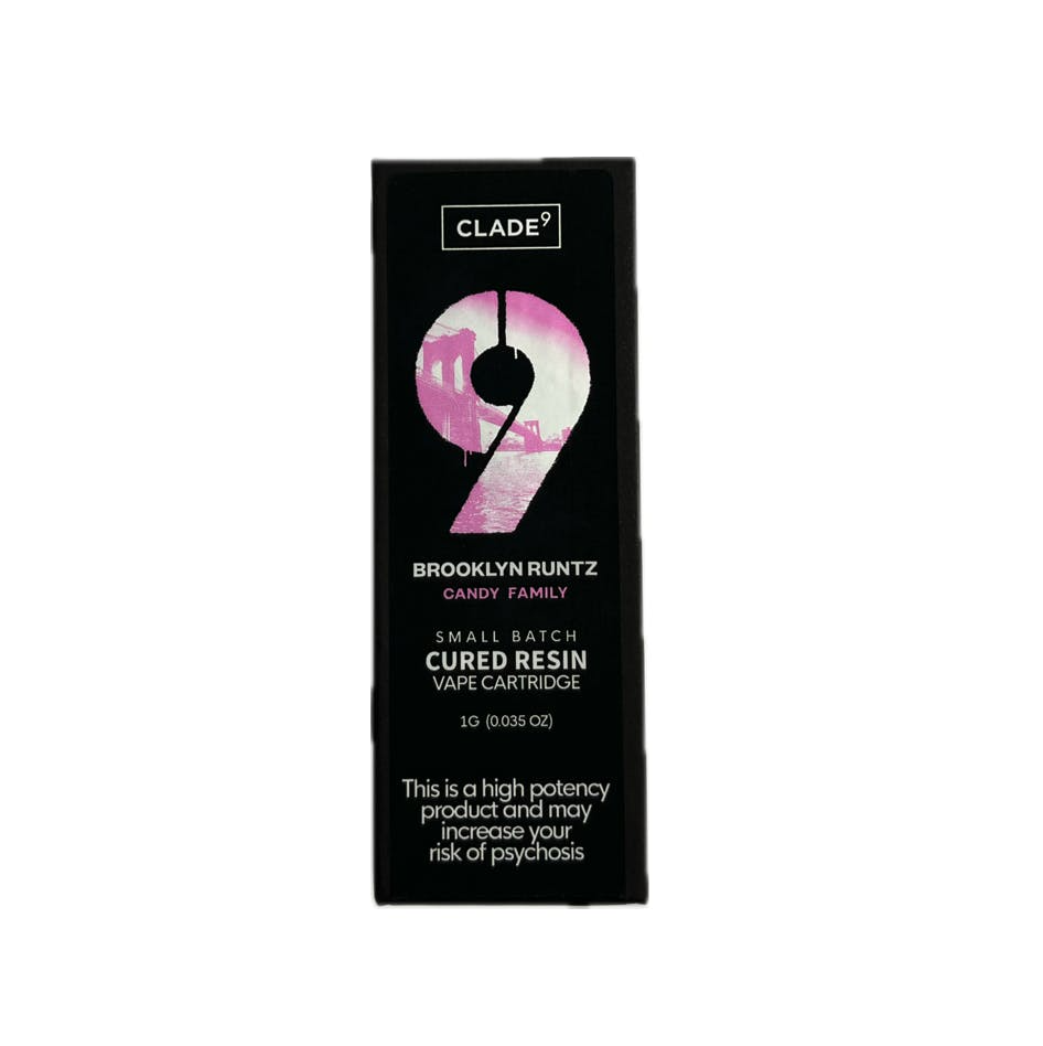 Photograph of product: Clade9 - Brooklyn Runtz Cured Resin - Cartridge - 1g