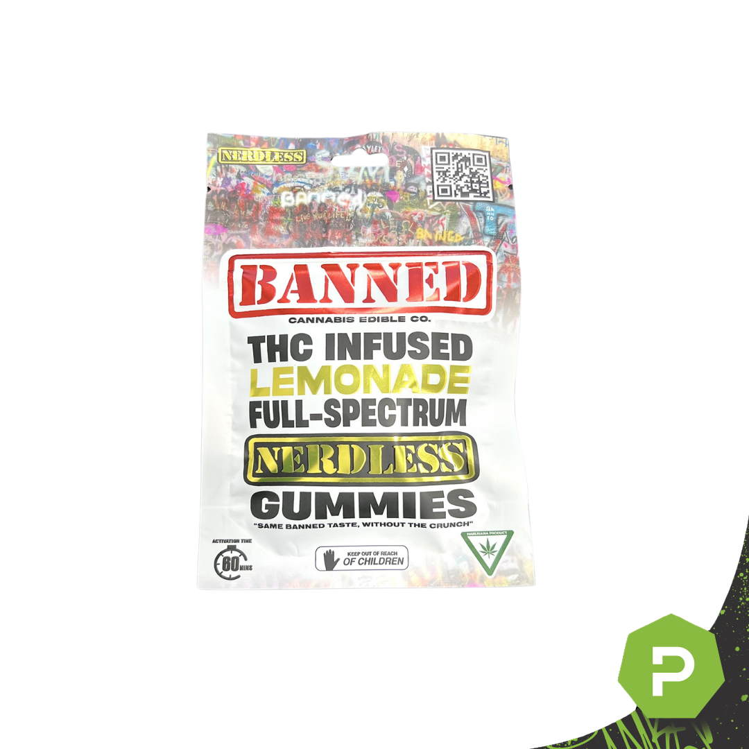 Photograph of product: Banned | 200mg Nerdless Gummies | Lemonade
