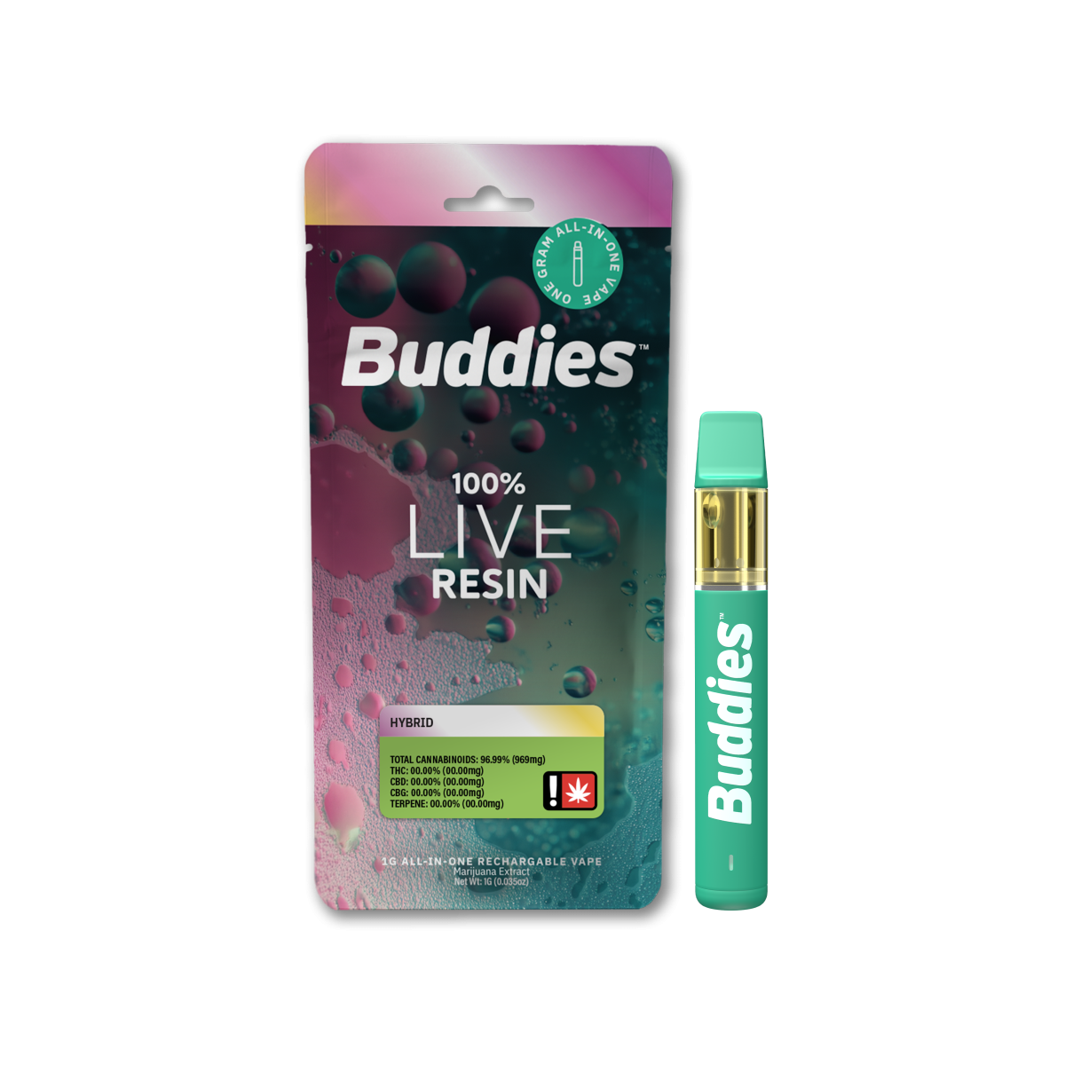 Photograph of product: Buddies: Double Butter Breath Live Resin Disposable Cartridge
